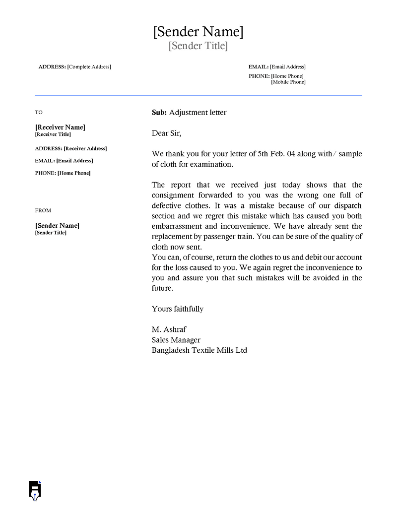 Adjustment letter sample for business
-01