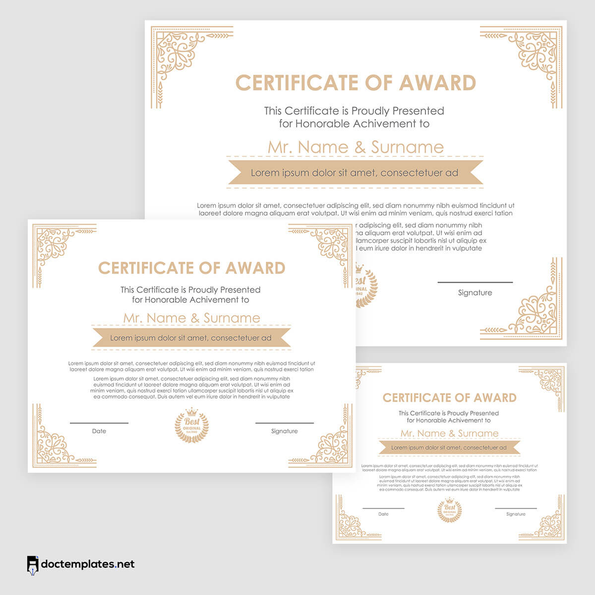 award certificate wording