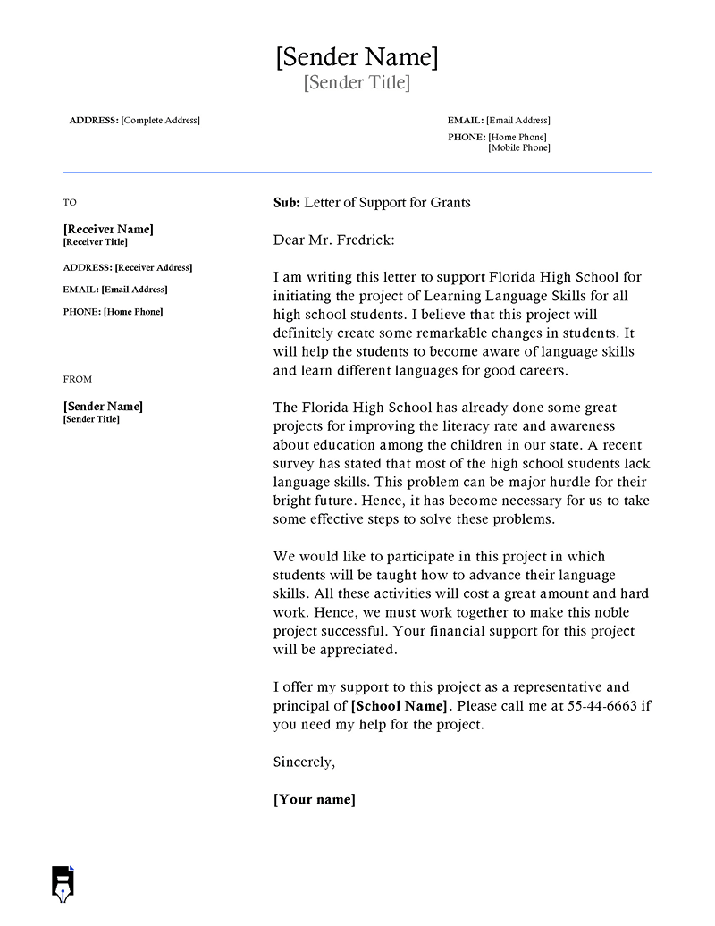 Letter of support for grant example-04