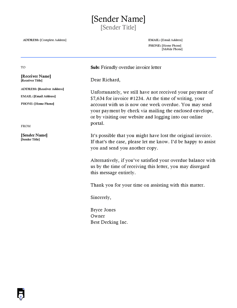 Late payment letter to customer -02