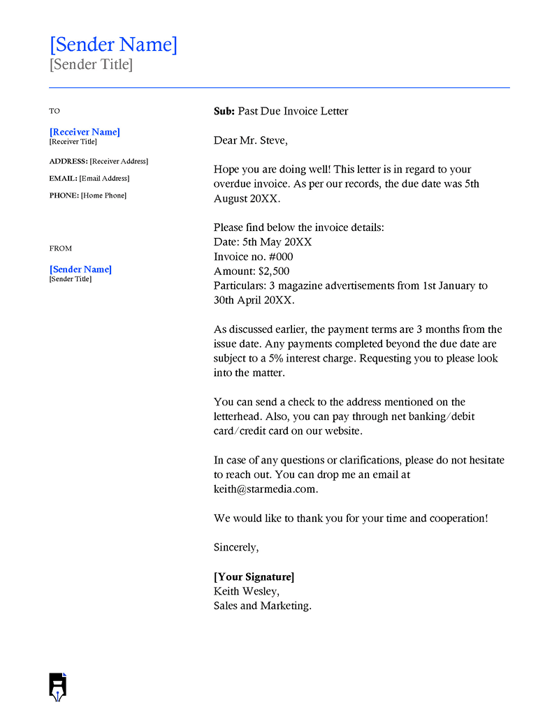 Past Due Letter Template: 15, 60, 90 Days