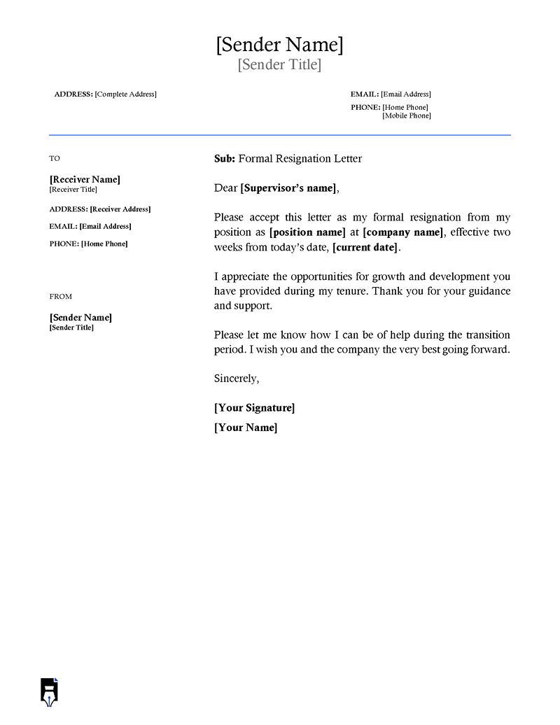 
resignation letter word format-06