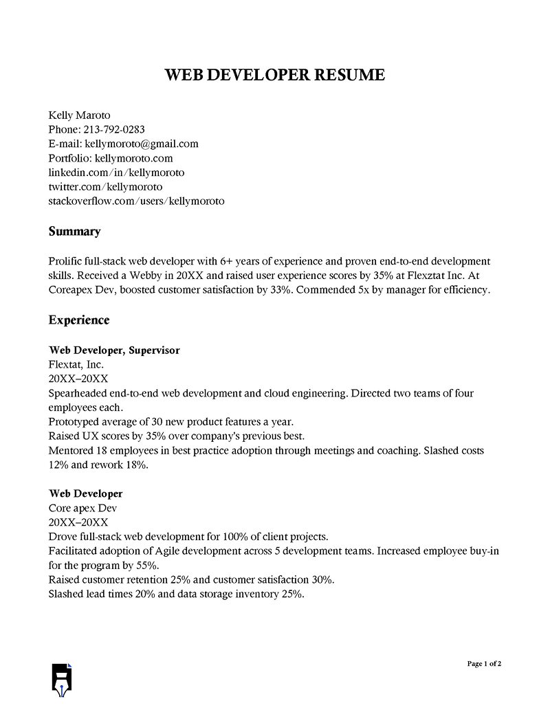 
web developer resume with no experience-03