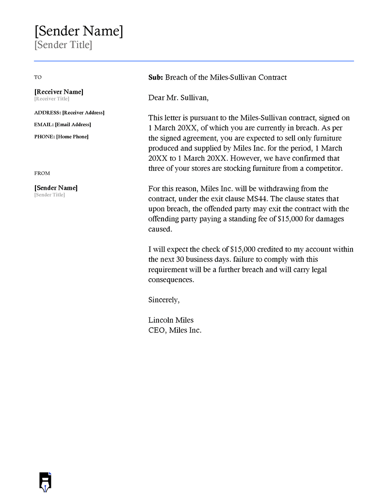 Breach of contract letter to employer
-04