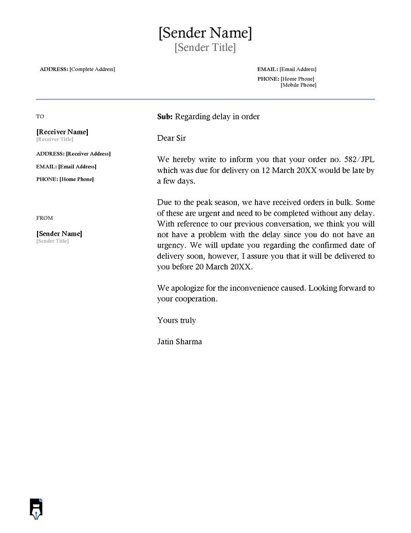 Example of simple business letter-06