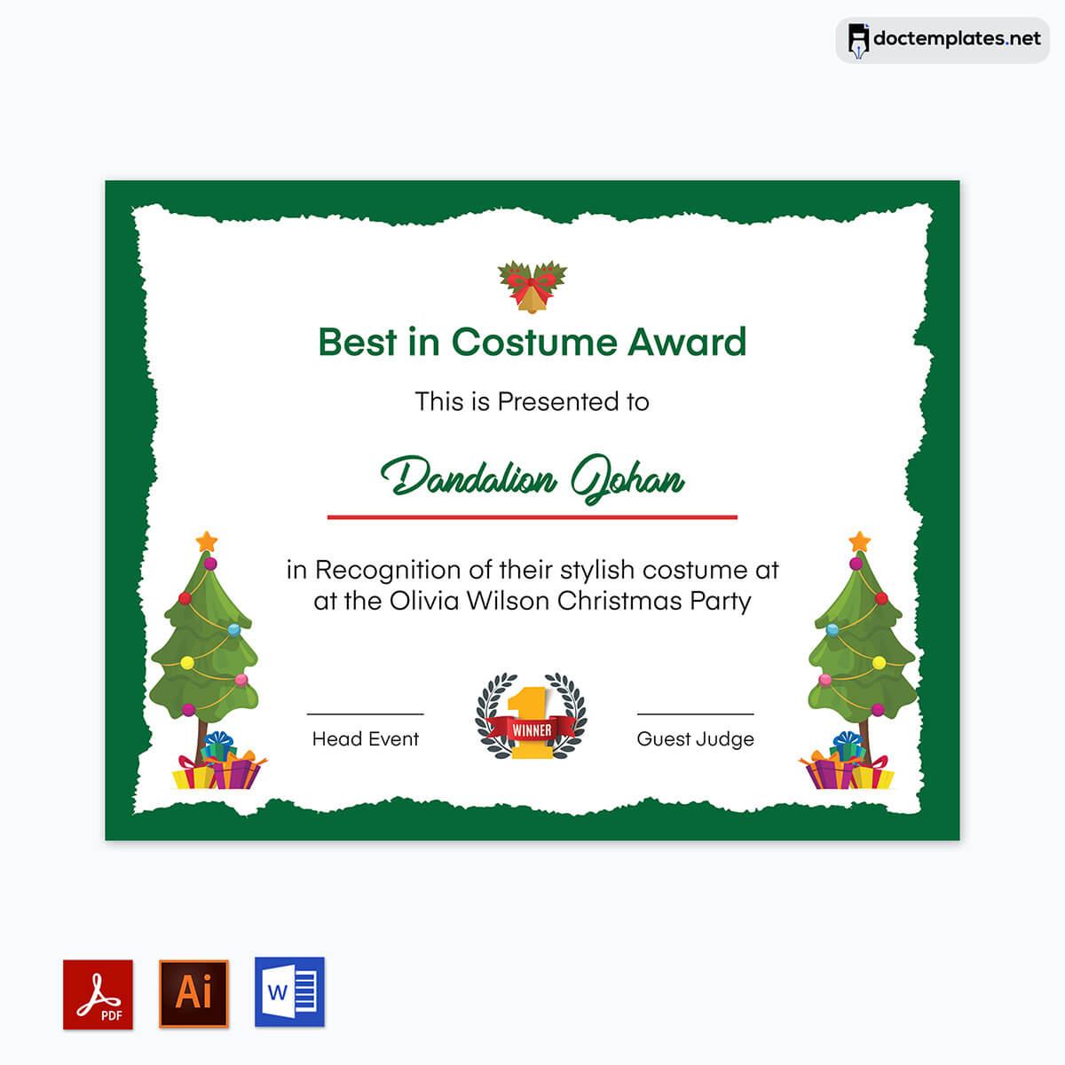 christmas award certificate template free download