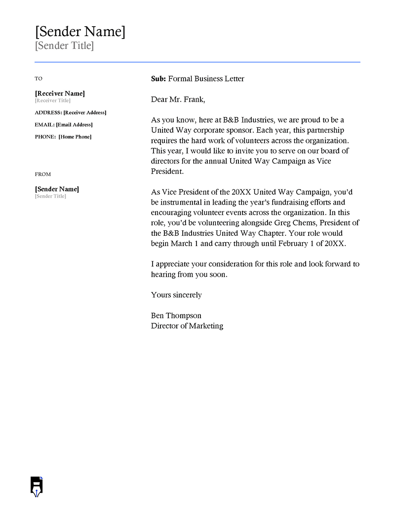 Example of simple business letter-05