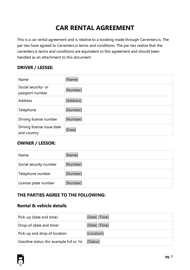 10 FREE Car Rental Lease Agreement Templates