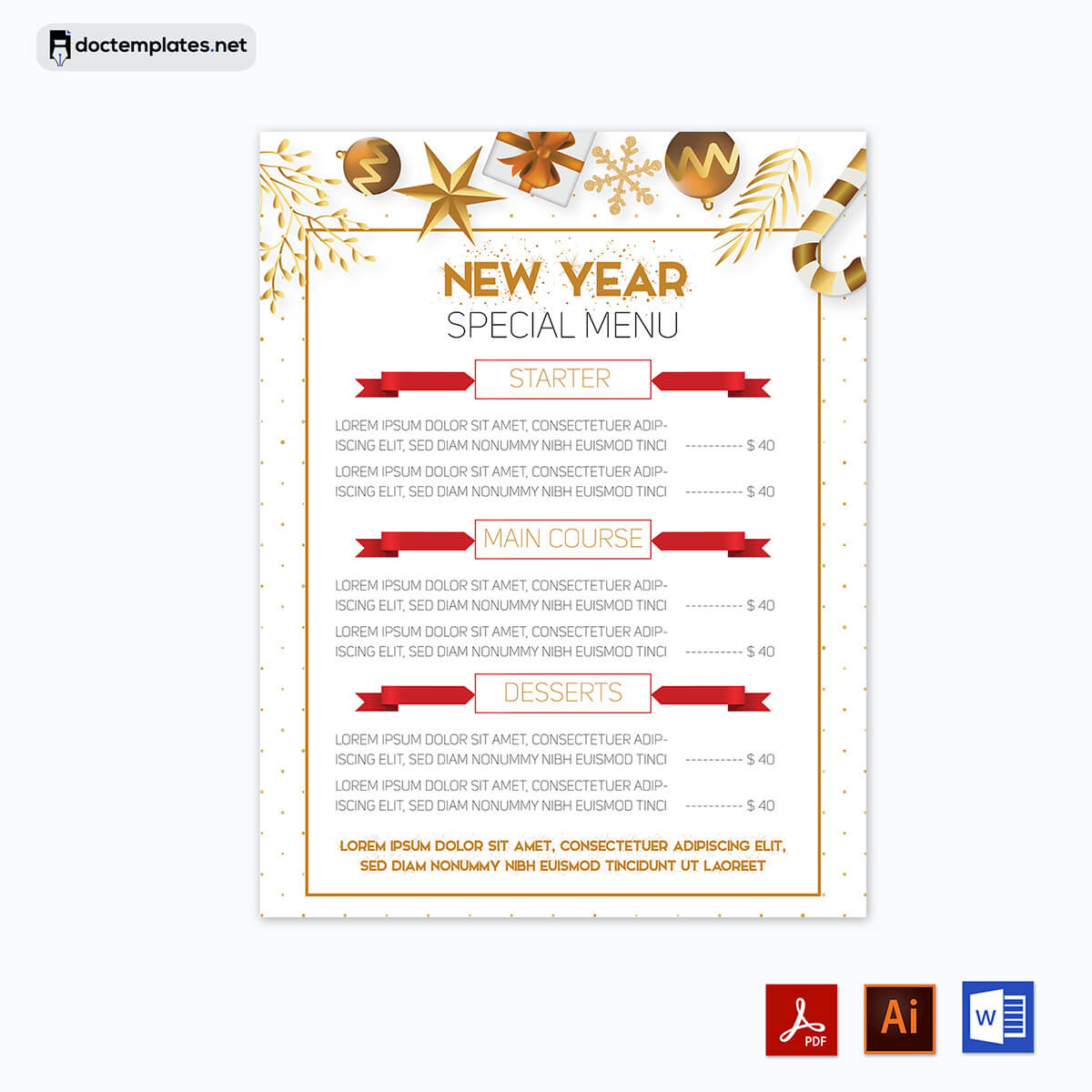 New year menu template pdf