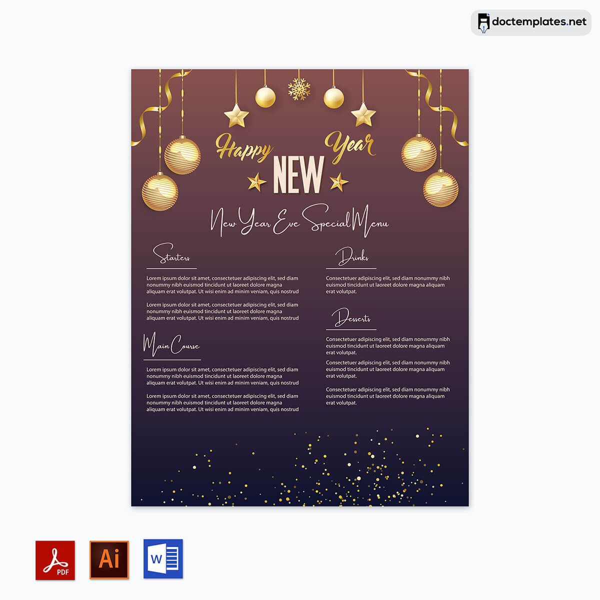 New year menu template word 01