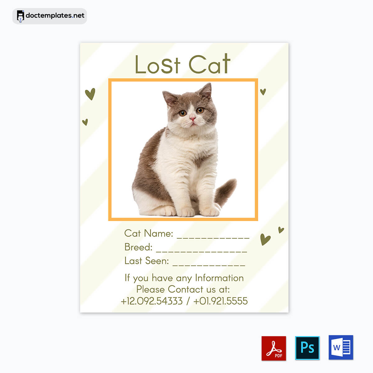 "Word Template for Pet Search" - Use Microsoft Word to create an effective flyer for finding missing cats and dogs.