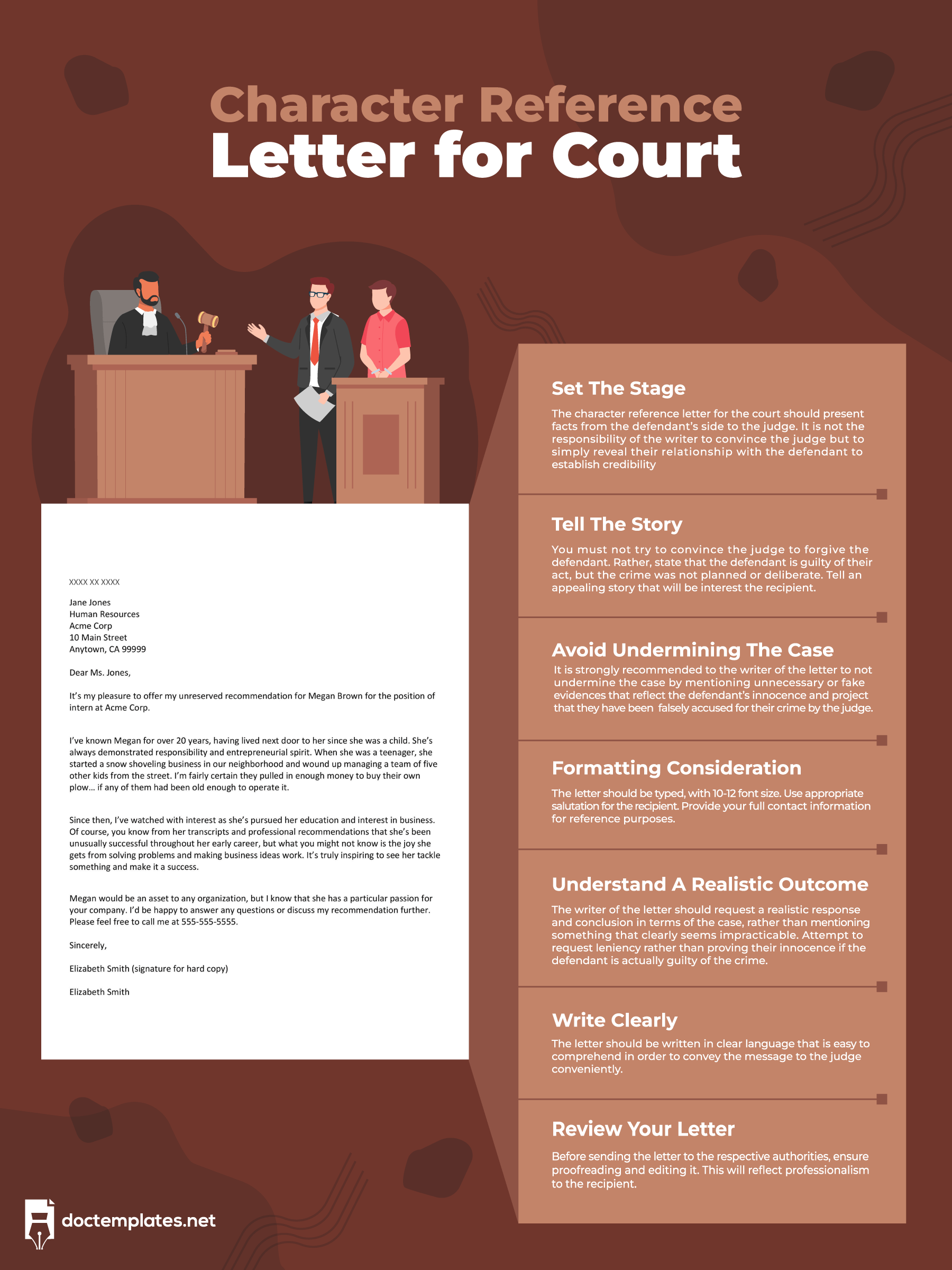 This infographic is about court character reference letter.