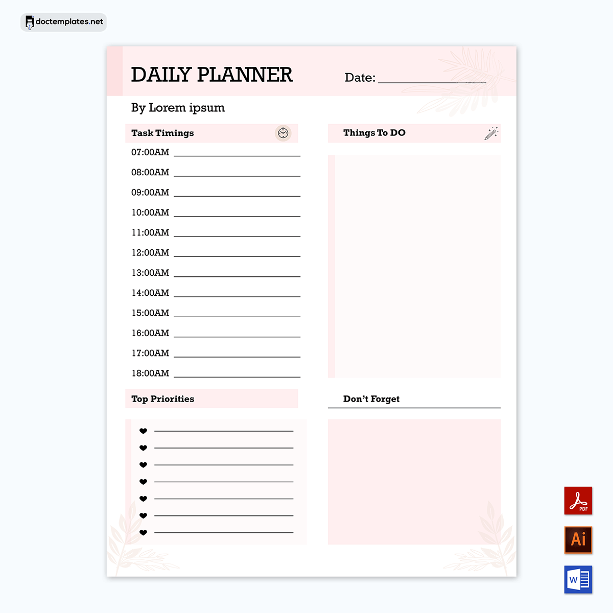 Customizable Daily Planner Template