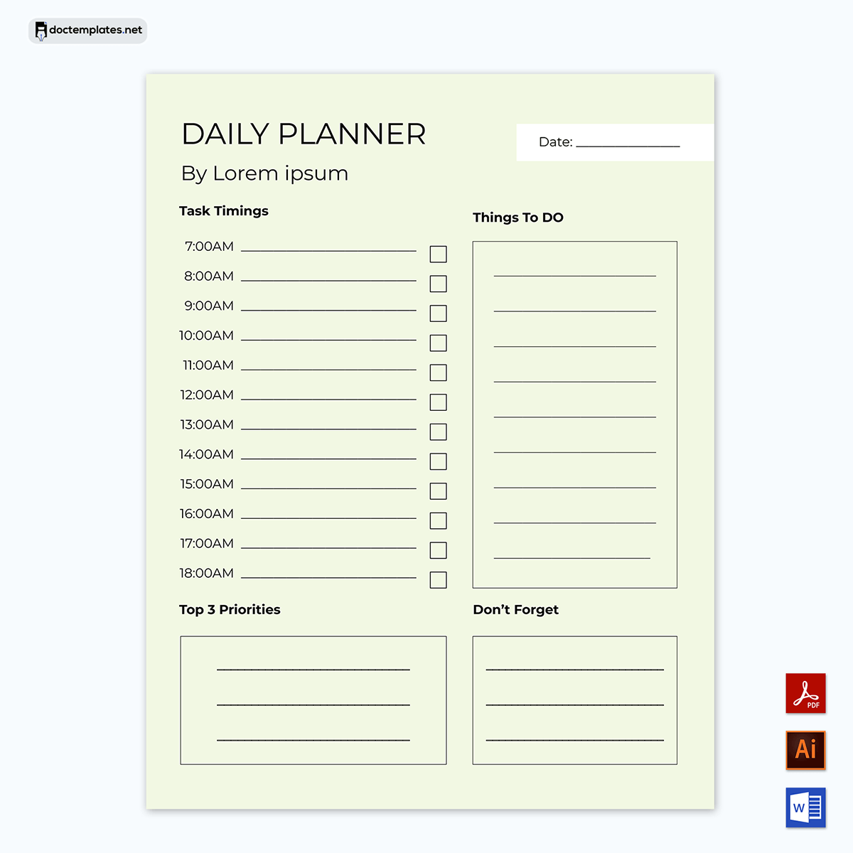 Personalized Daily Planner Template