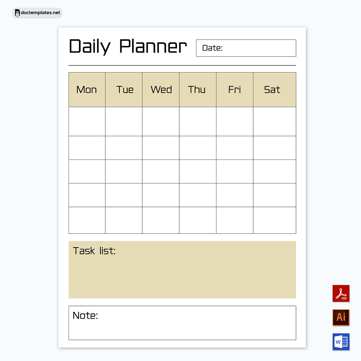 Monthly Daily Planner Template