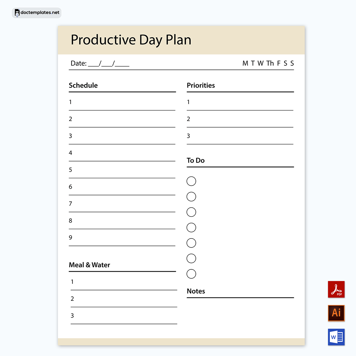 Blank Daily Planner Template