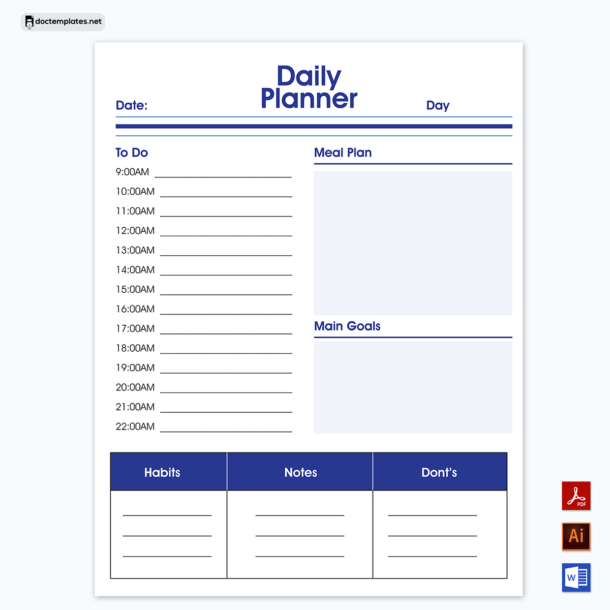 Editable Daily Planner Template