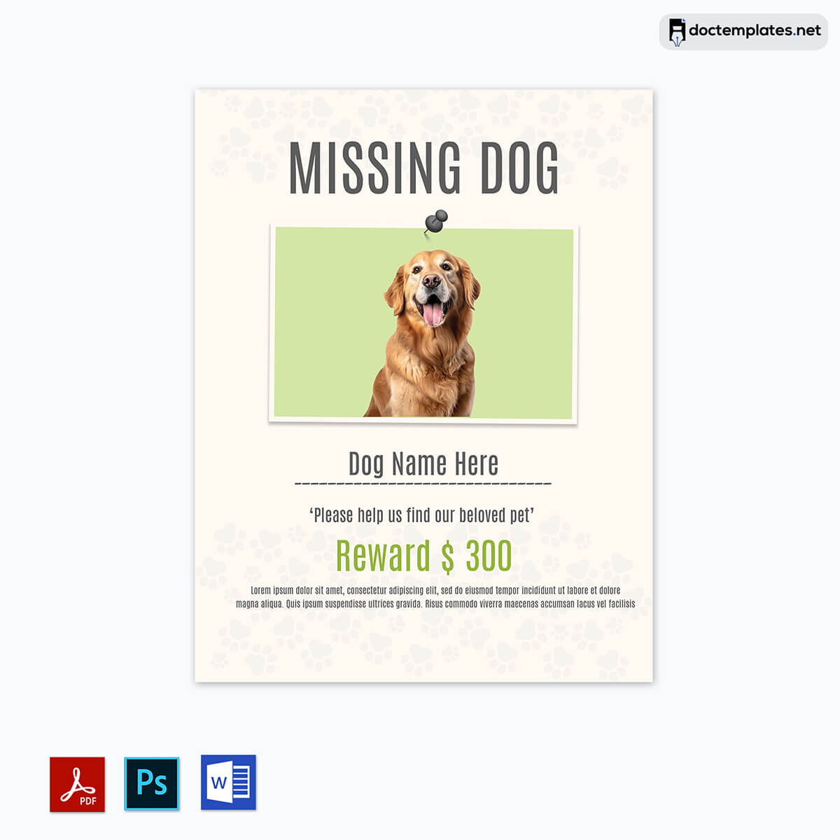 "Design with Adobe Illustrator" - Design a professional lost pet flyer for cats and dogs using Adobe Illustrator.