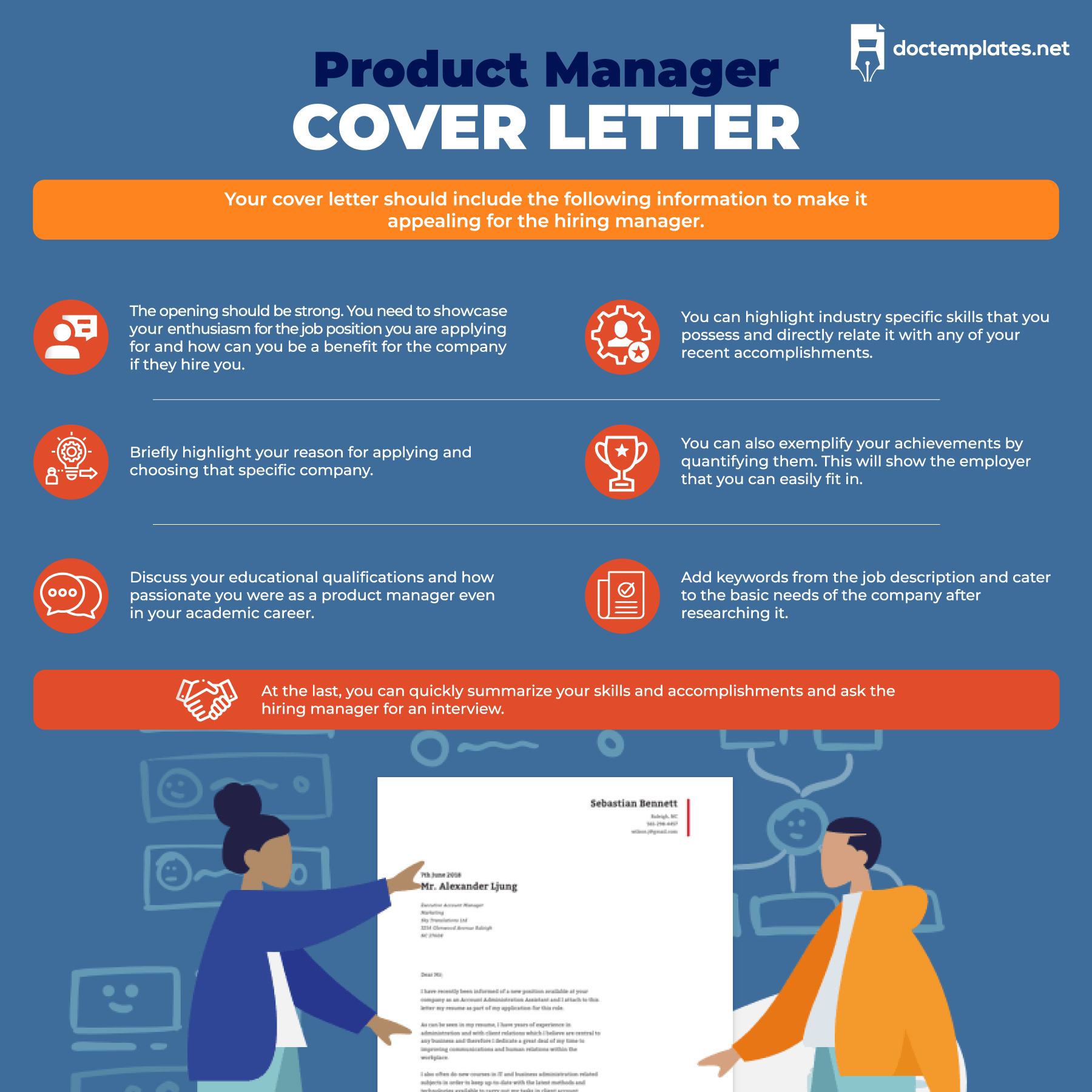 This infographic is about product manager cover letter.