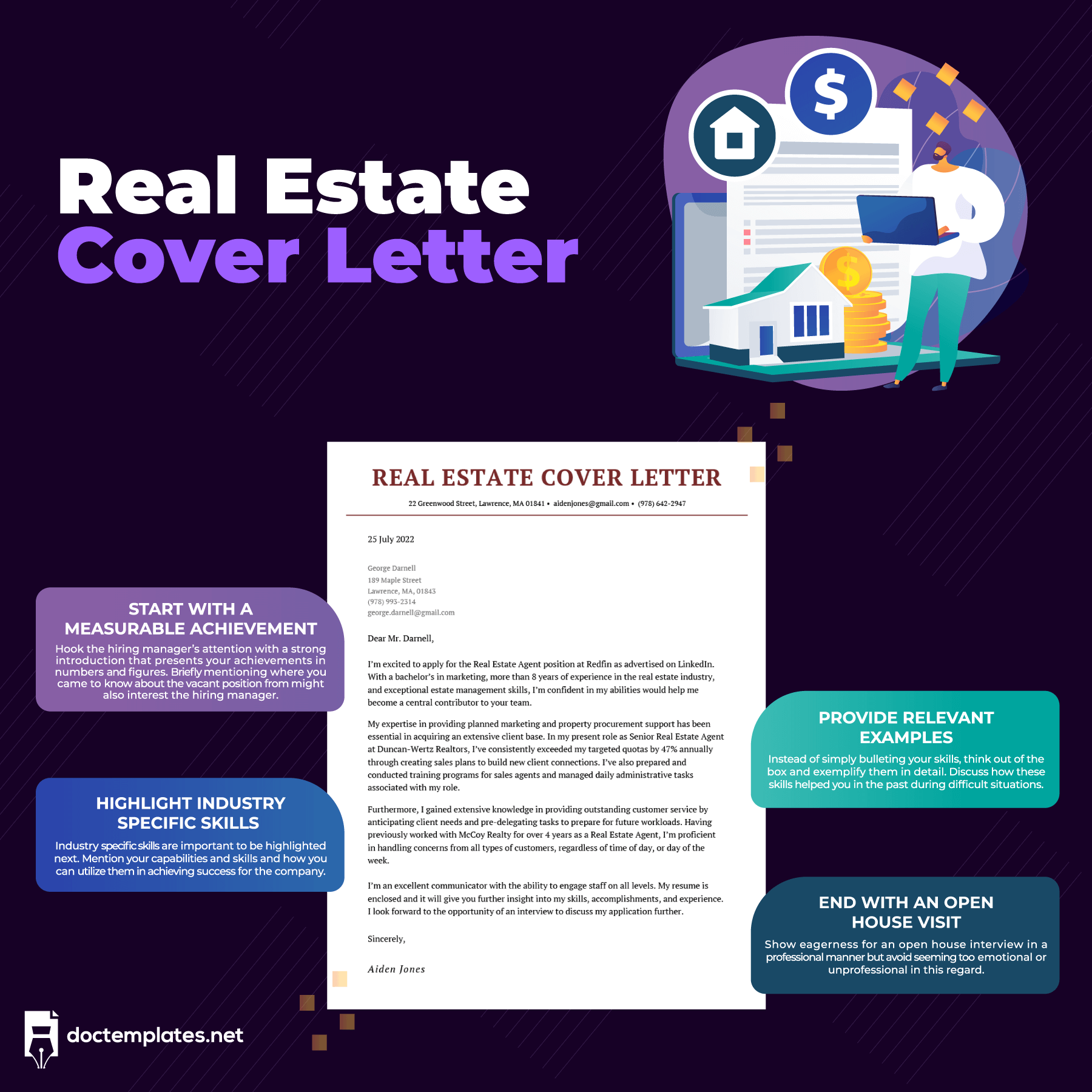 This infographic is about real estate cover letter.