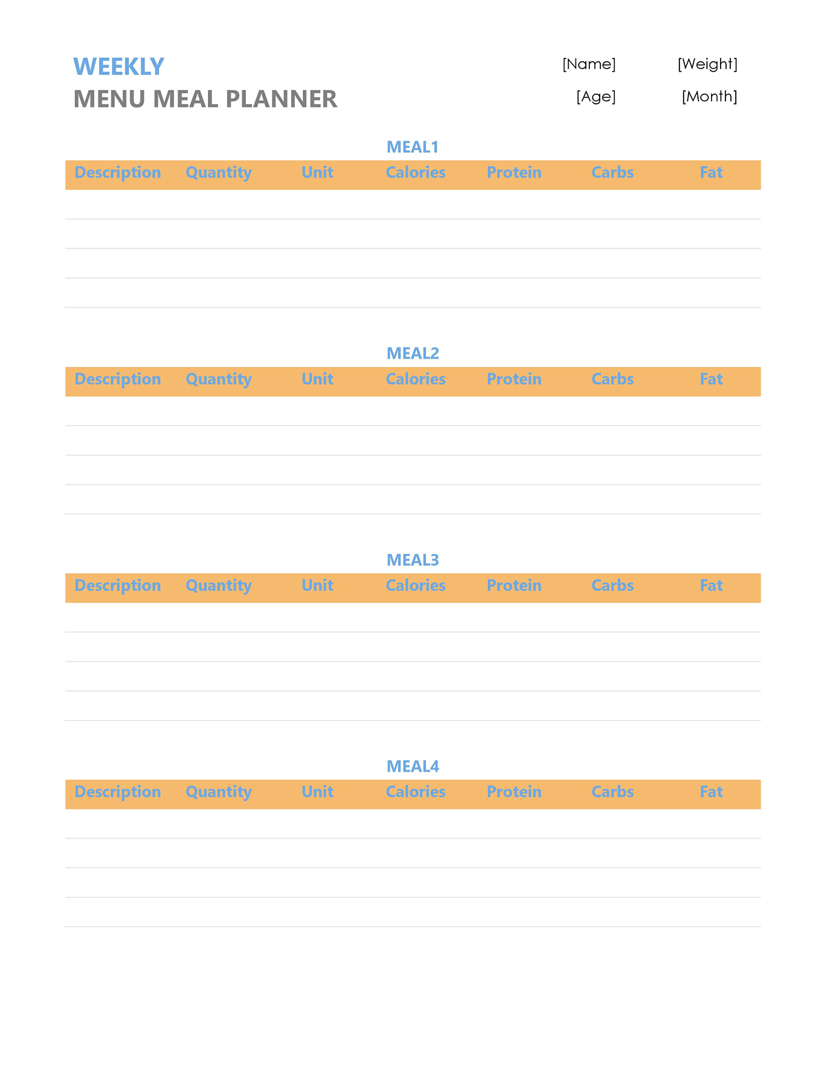Word Meal Planner Template Download