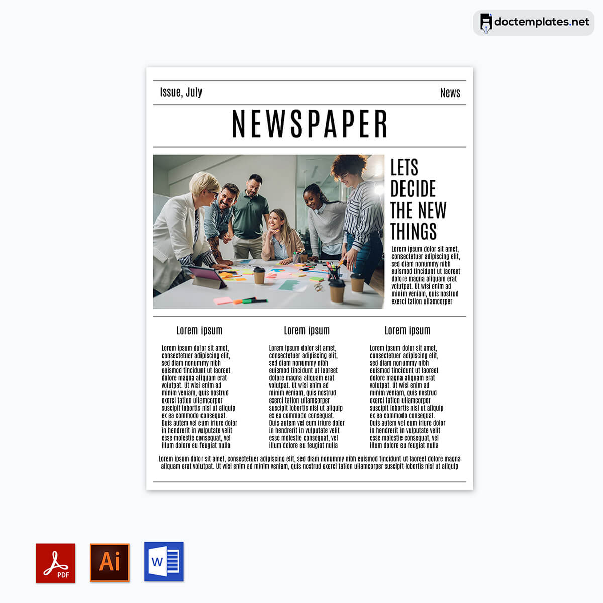 Exclusive Newspaper Template - Editable PDF and Word Formats