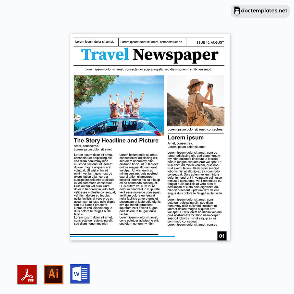 Customizable Newspaper Template in Adobe Illustrator - Exclusive Design