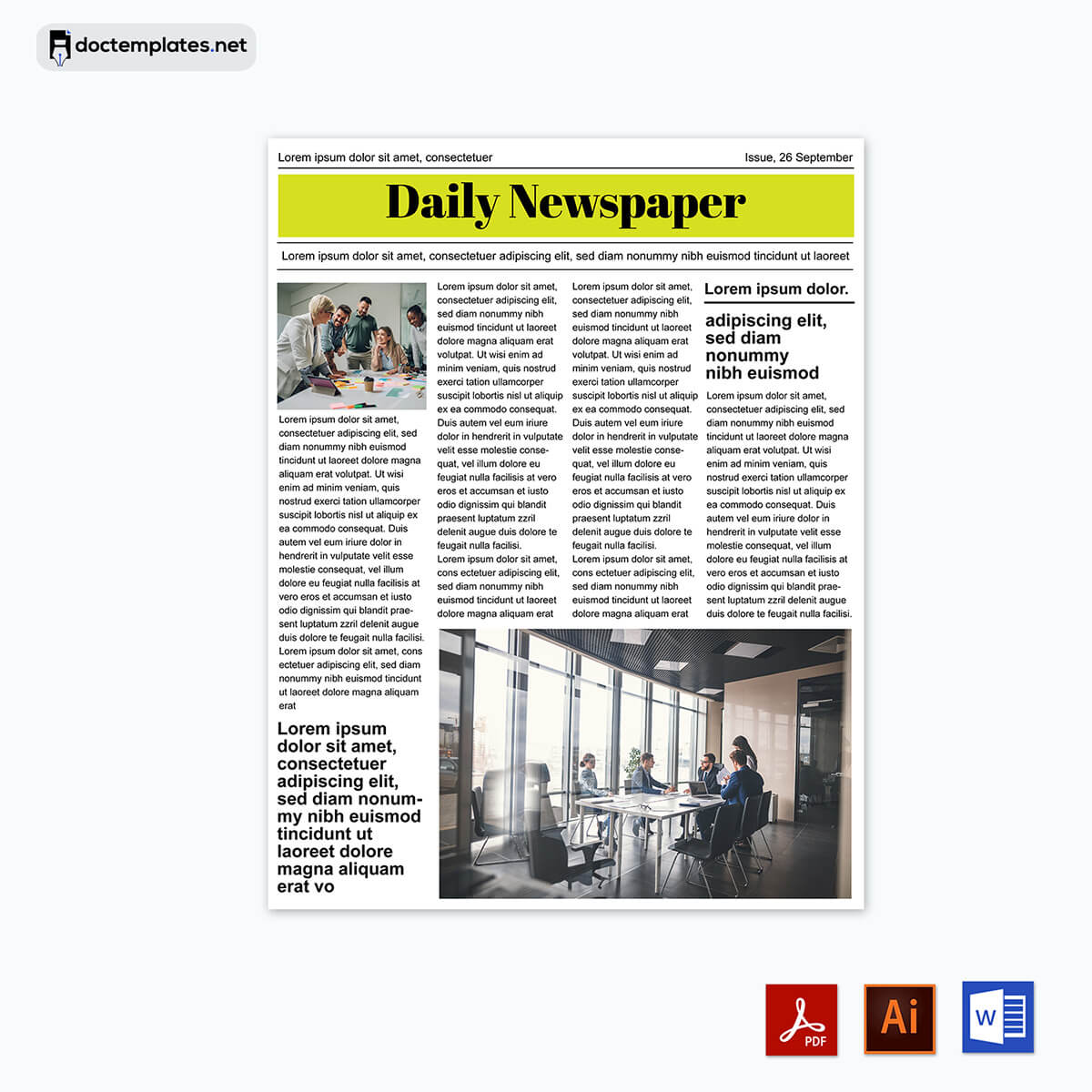 Editable Newspaper Template for Word and PDF - Exclusive Layout