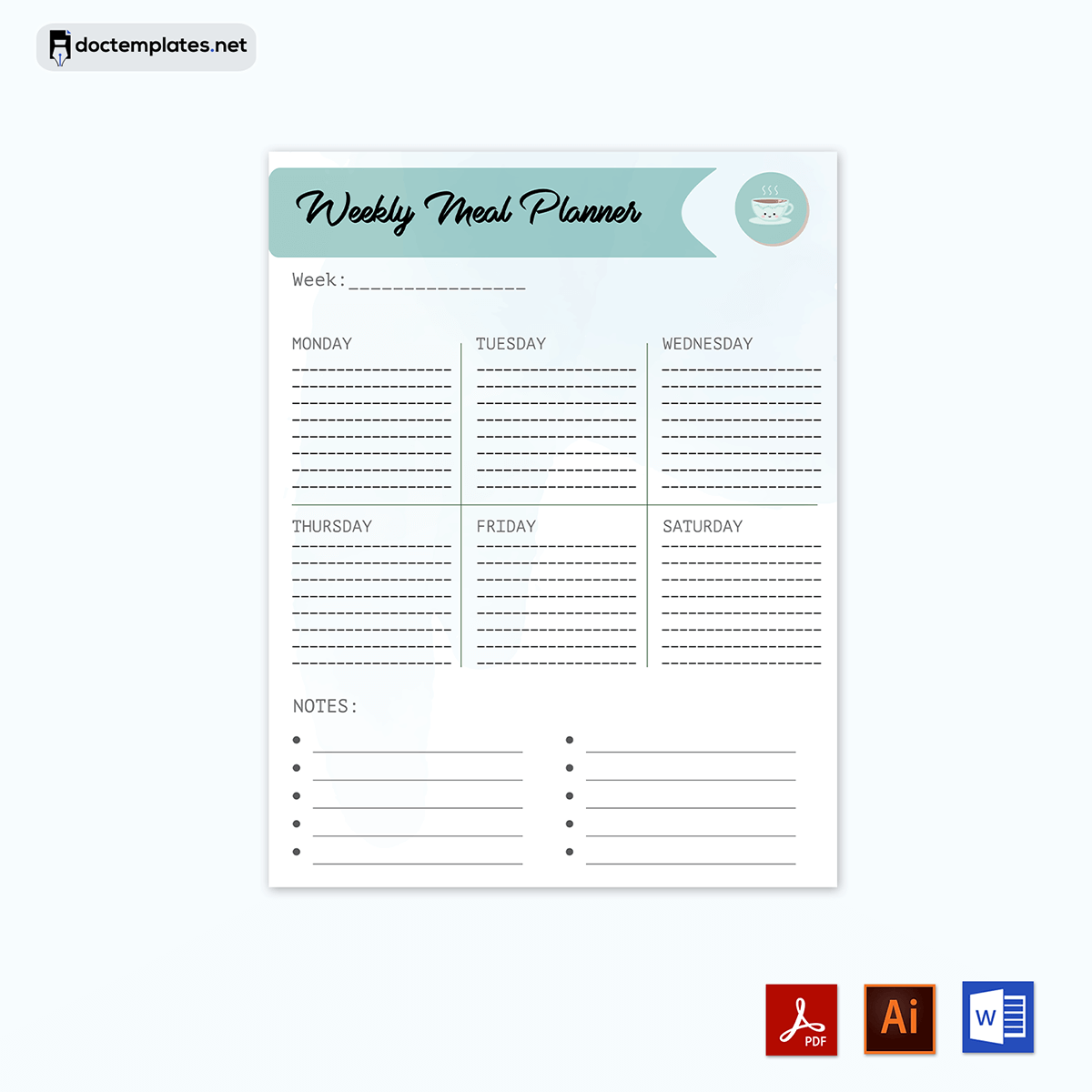 Exclusive Meal Planner for Busy Weekdays - Adobe Illustrator