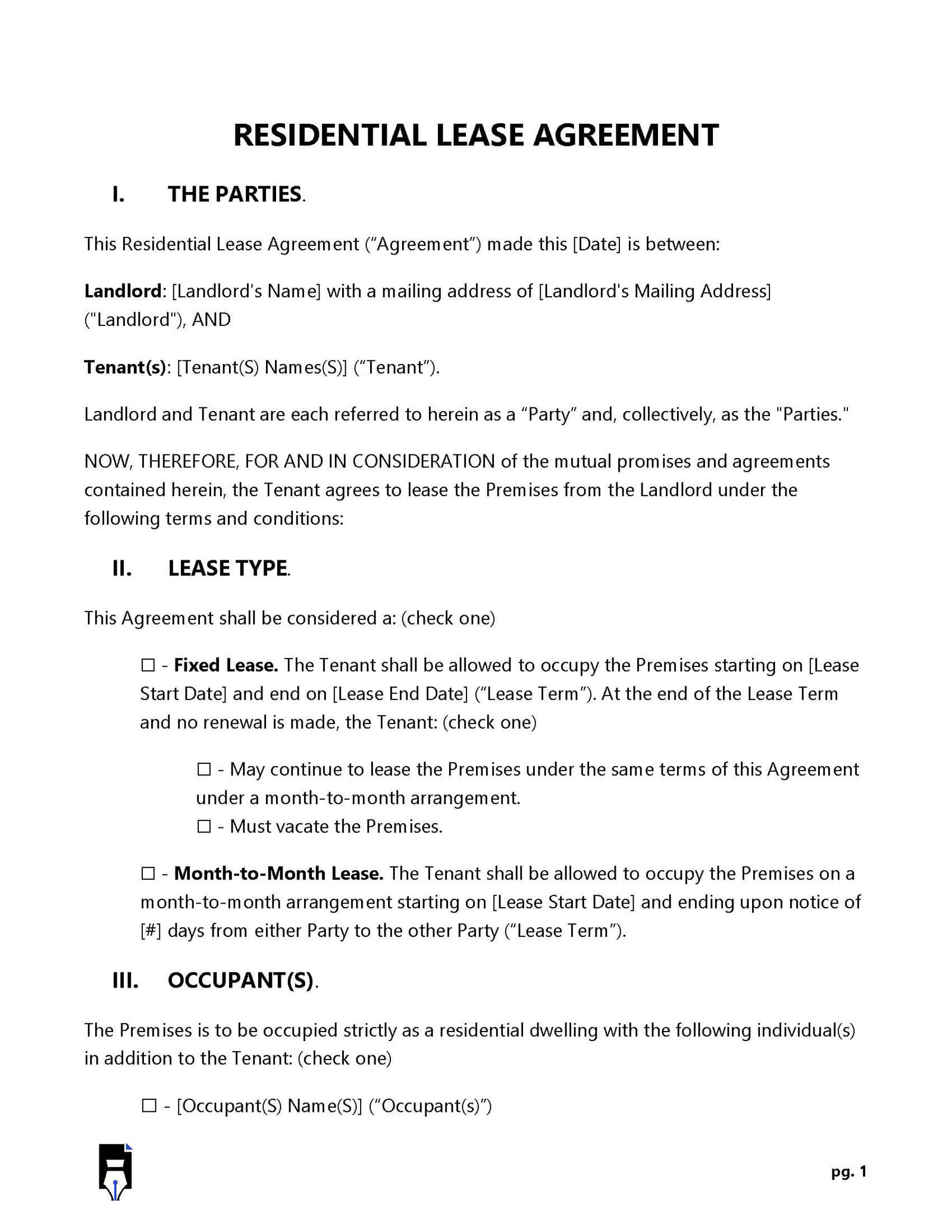 Free Lease Agreement Sample