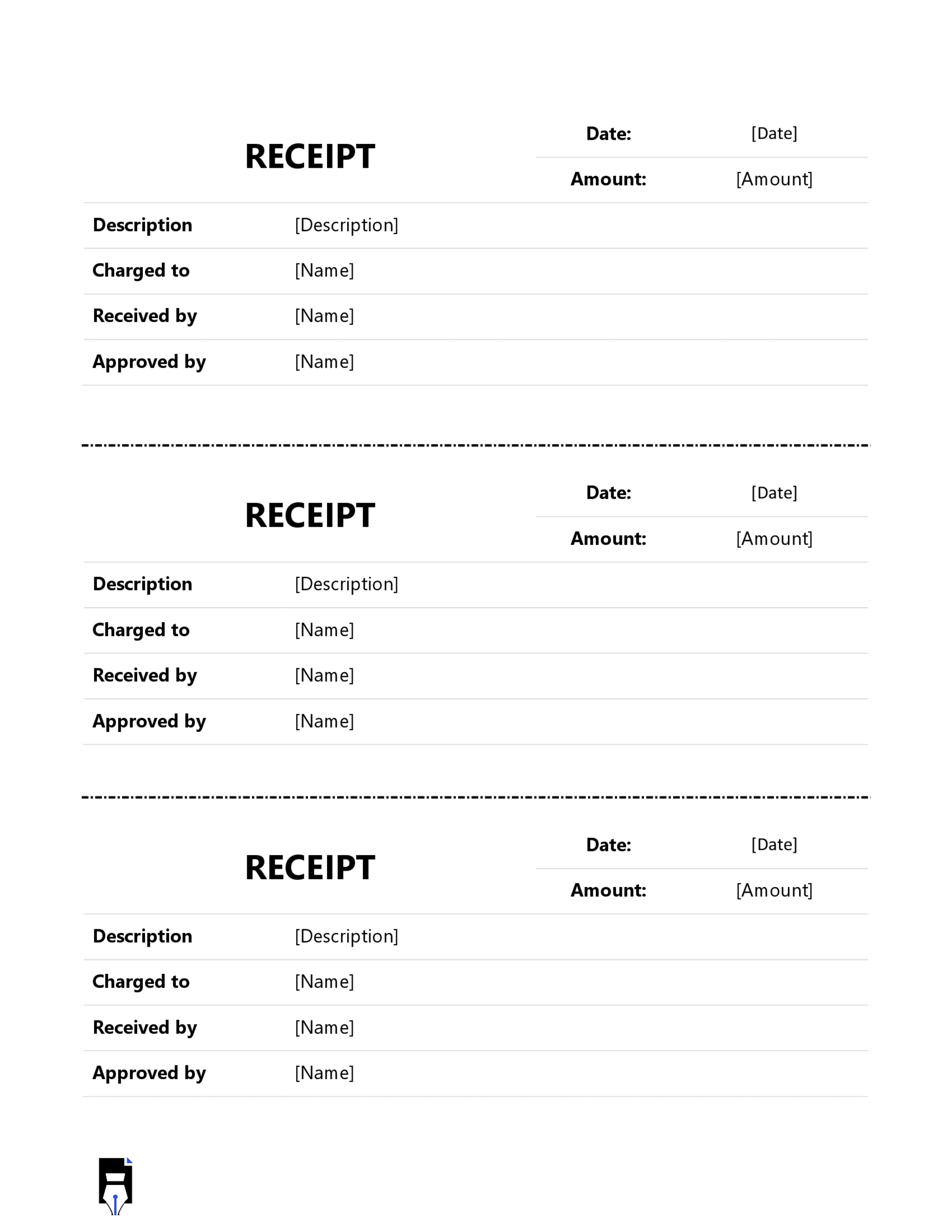 Editable Blank receipt Template in Word
