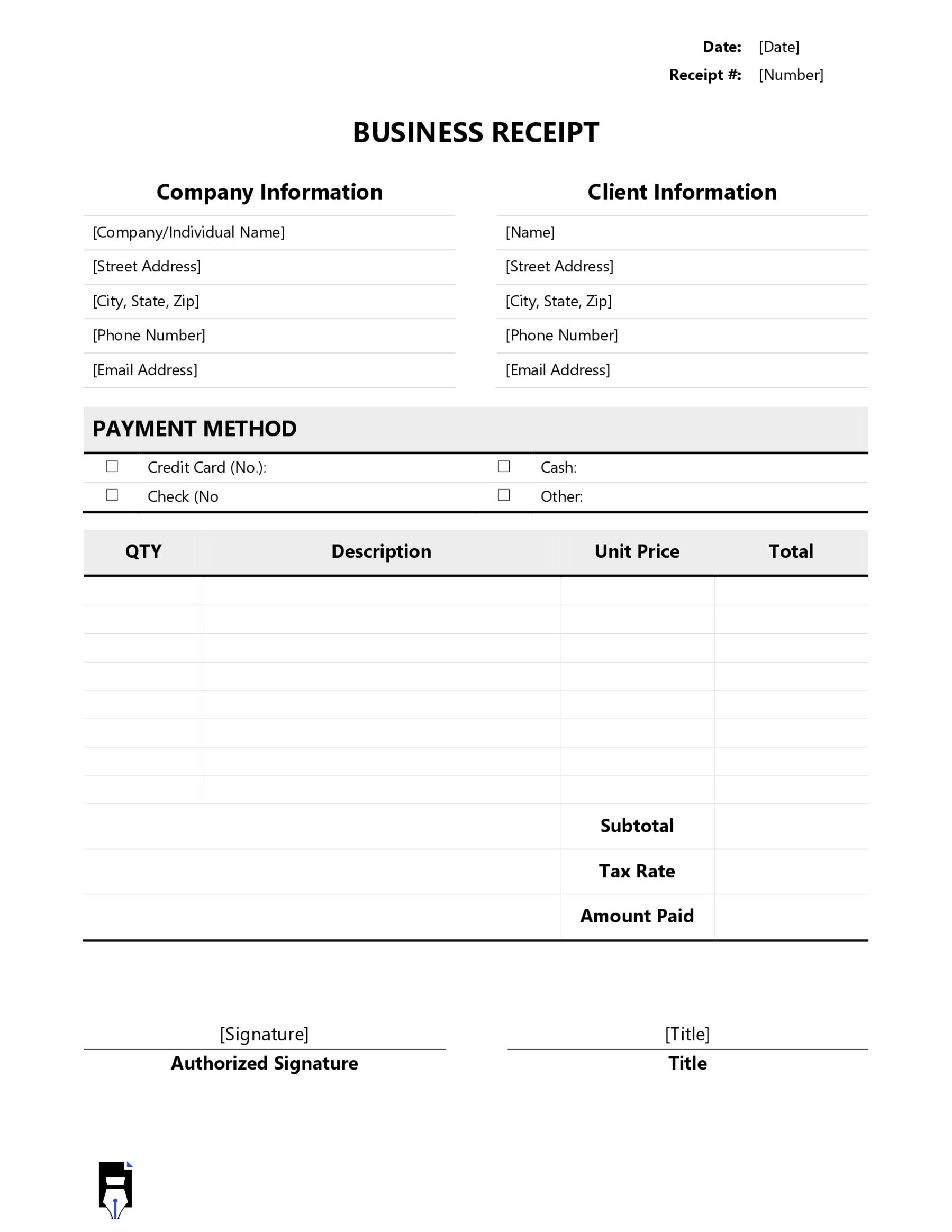 Free Sample Business Receipt Template in Word