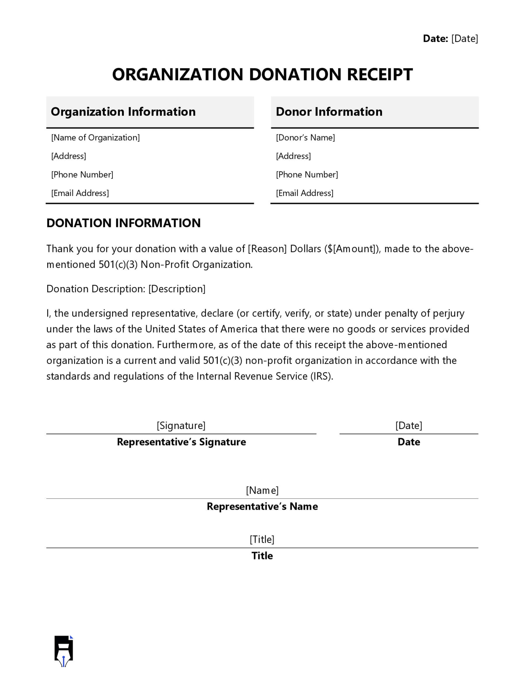 Donation Receipt Template in Word