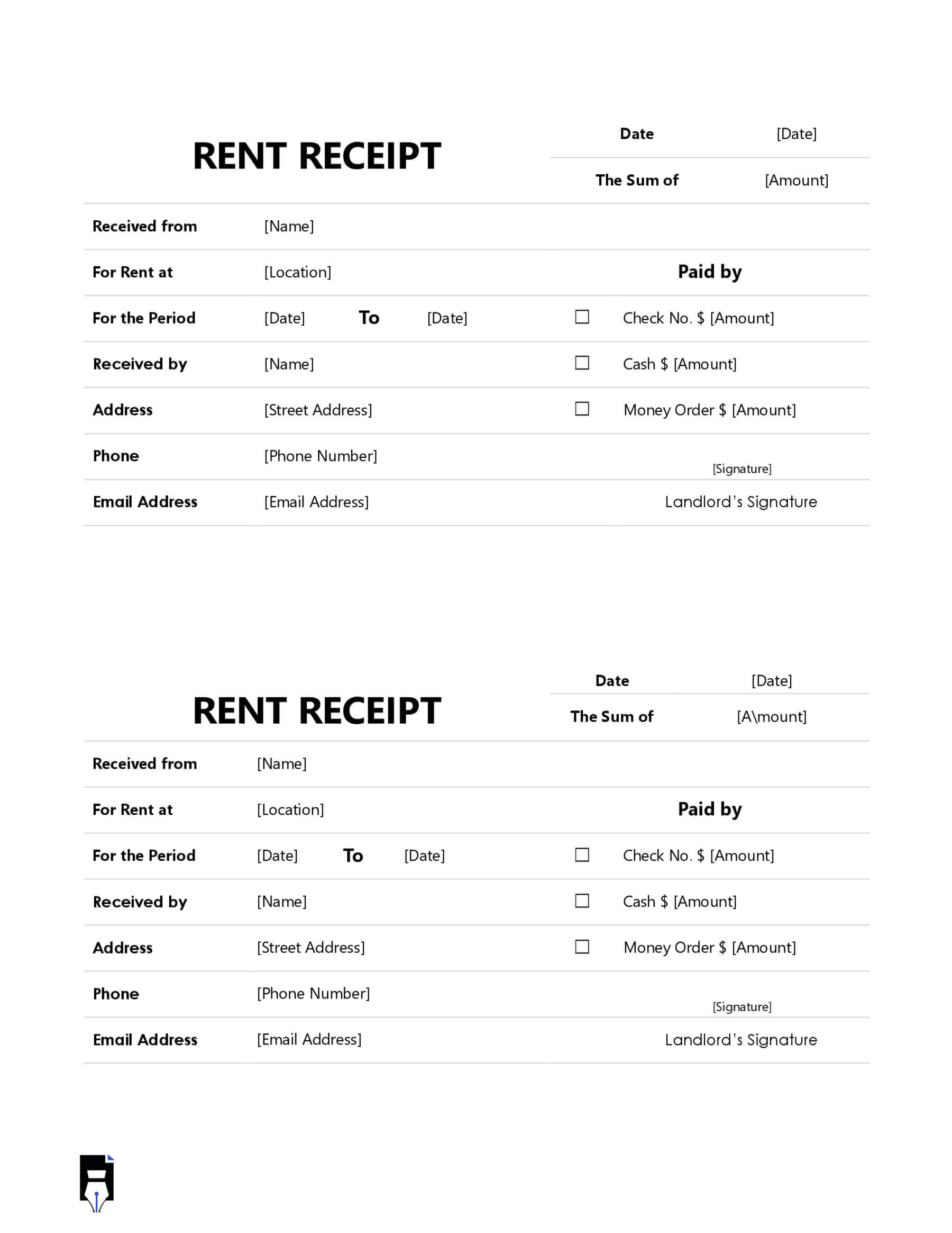 Free Rent Receipt Template in Word