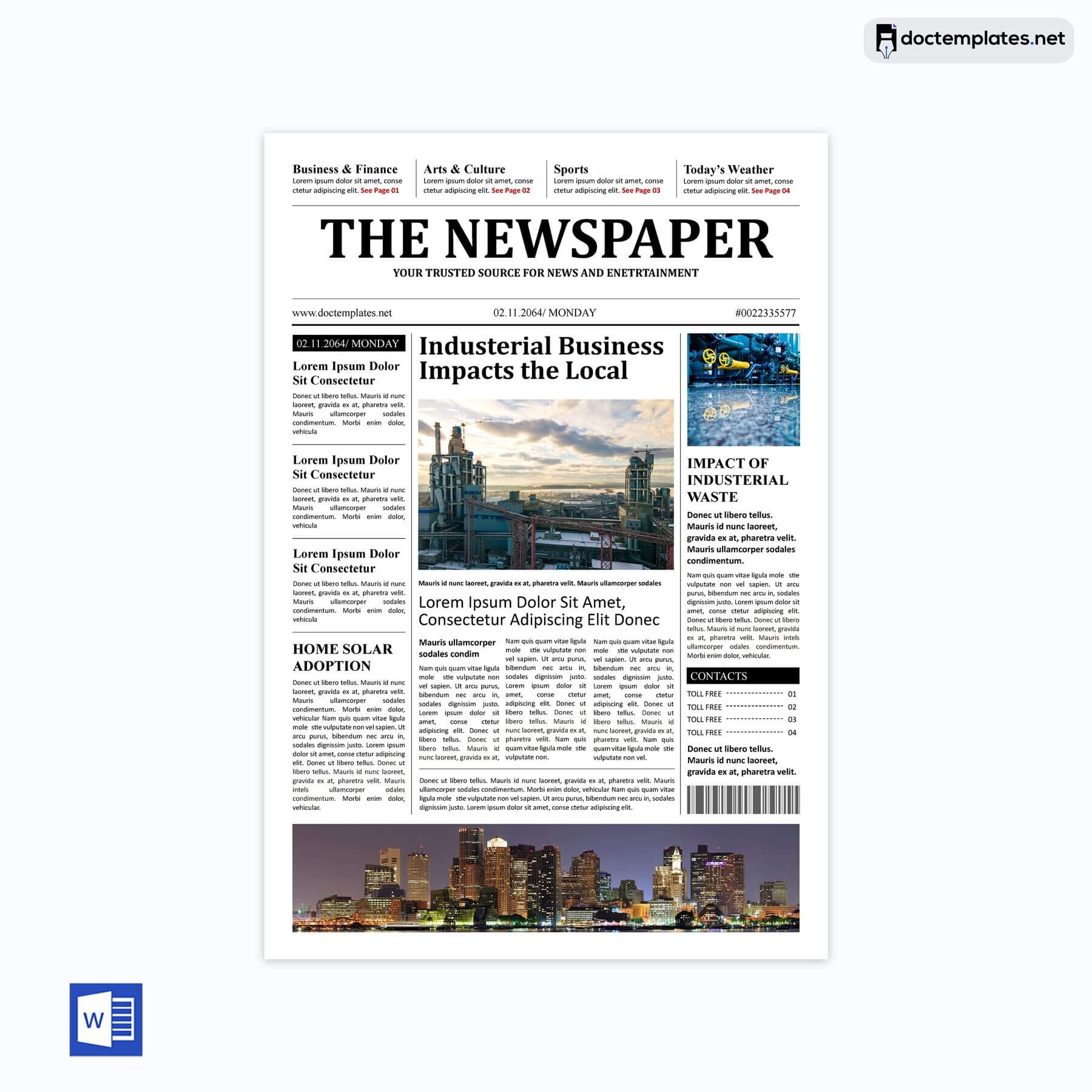 Broadsheet Newspaper Template in ms word free download in ms word
