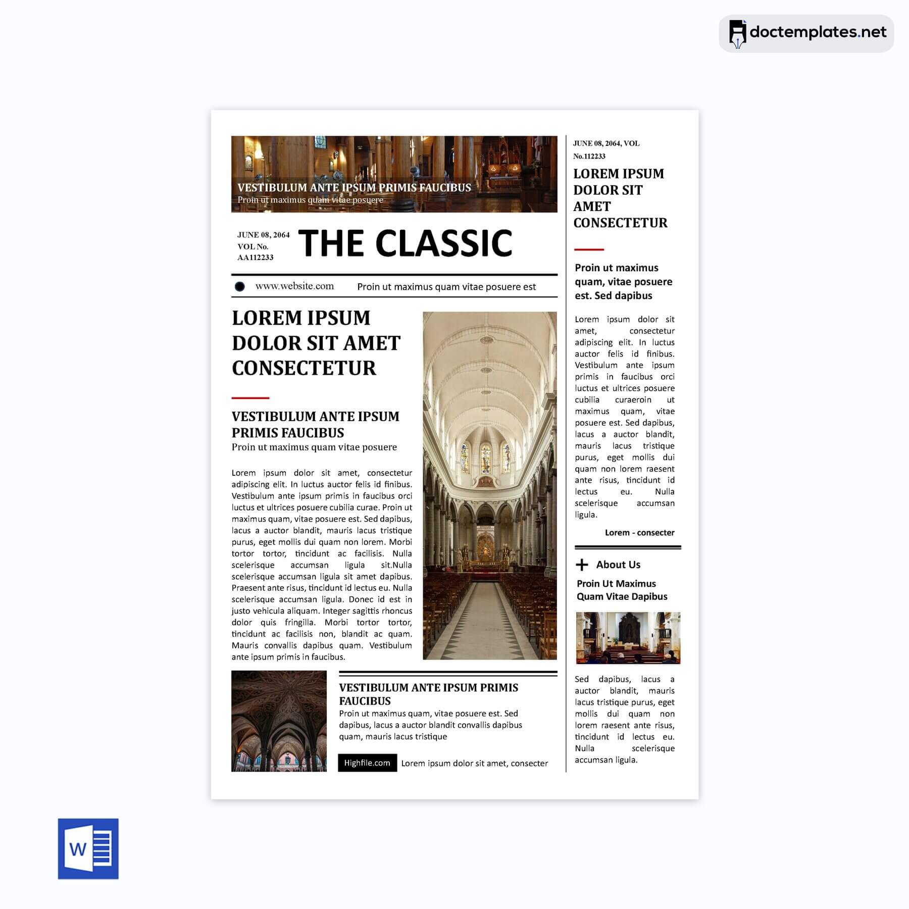 Classic Newspaper Template Free Download in Ms Word