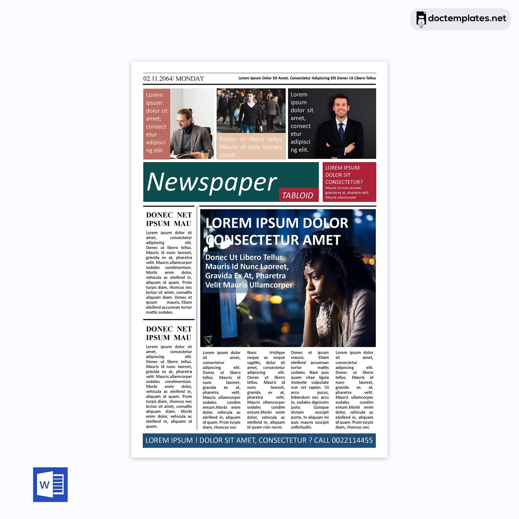 Tabloid Newspaper Template Free download in ms word