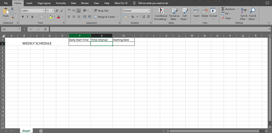 image 10 MS Excel Weekly Schedule Step 3
