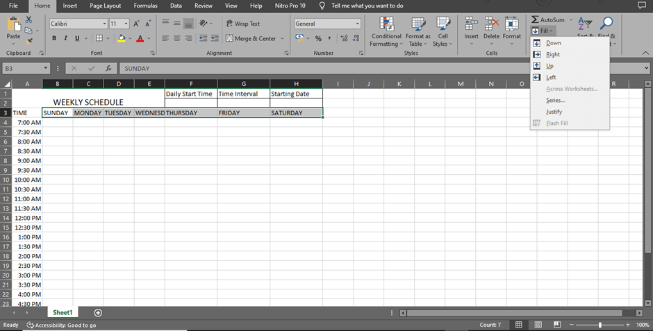 image 13 MS Excel Weekly Schedule Step 5