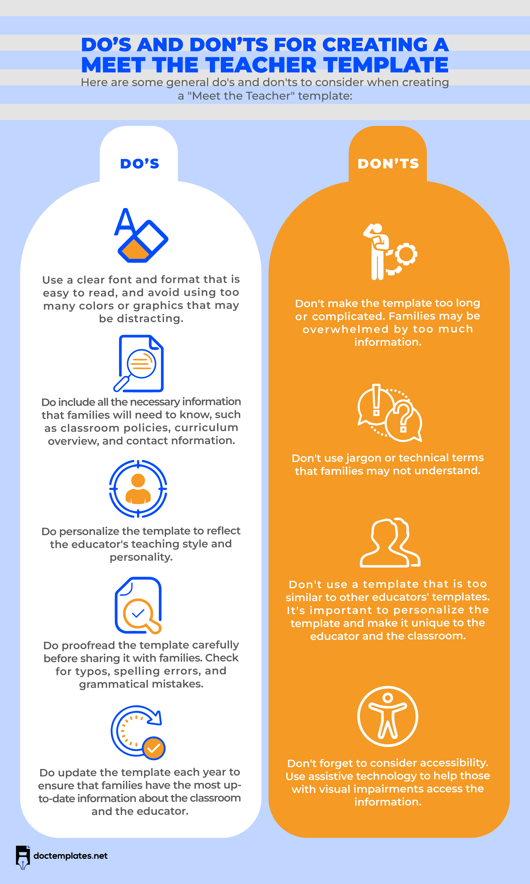 meet the teacher template 1800by3000 This infographic is about do's and don'ts of creating a meet the teacher template.