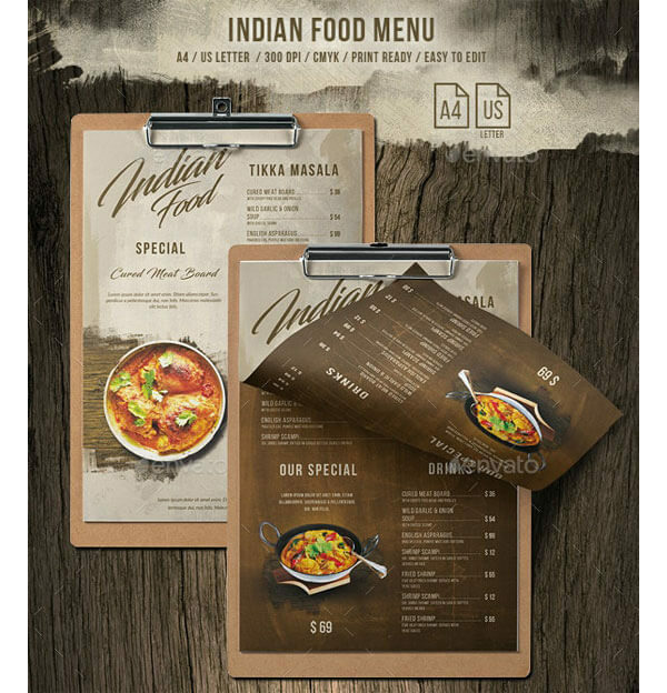Indian Style Restaurant Menu 13
