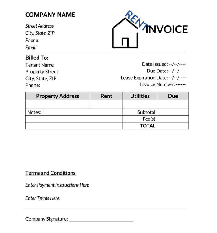 Monthly Rent Invoice Template cookigemfavourits
